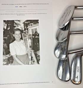 Custom Built 3750-t 1940s Betty Hicks Tournament Golf Clubs 2/5/7/9/p Faux Wood-metal Irons And Putter