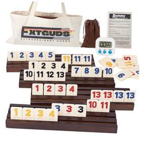 Yj-0014 Extguds 2-4 Player Rummy Cube Game Set With 4 Wooden Racks/trays 106 Large Tiles