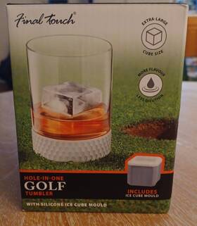 Final Touch 886245011762 Golf Glass Tumbler Bpa Free W Ice Cube Mold Silicone New Hole-in-one