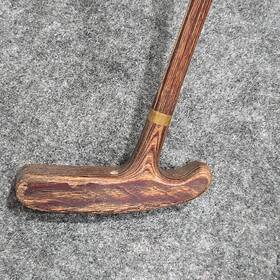 031239 Master Wand Antique Wood Putter Grip Brass Bands Faux Shaft Rh 35 Inches