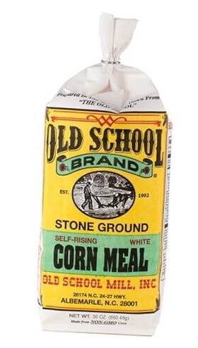 Old School Mill 763446000026 Authentic Stone Ground Self-rising White Cornmeal 30 Ounce Bag - Made