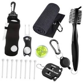 Agak1-bla Qztavyni 13pcs Golf Accessories Kit Includes Divot Tool Club Cleaner Brush Black
