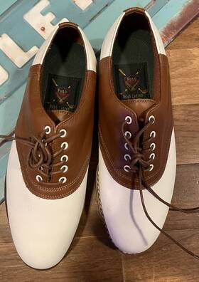 Ralph Lauren M0501173 Vintage Polo Mens Golf Shoes Size 7 White And Brown Model#
