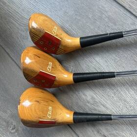 Spalding H-06047 3 Vntg Professional Elite Plus Woods #1 5 Mens Rh Golf Clubs