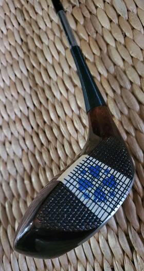 K1210w Spalding Stunning Vtg A. G. Wooden Fairway Wood 2 With Leather Wrapped Grip