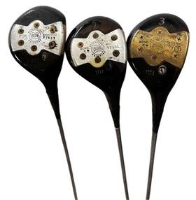 Spalding Y7131 Vintage Percussion Weighted Wood Set Driver 1 2 3 Persimmon