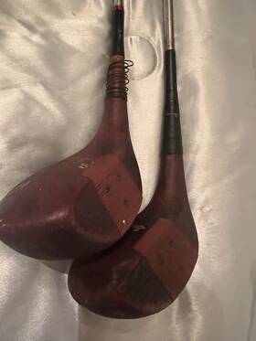 Wright & Ditson 9316 Antique And Rh Driver 3 Wood Stamped 1917 Metal Shaft Woods