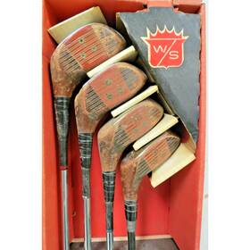 G9025 Wright & Ditson 4 Vintage And Golf Clubs - Driver 2 3 Woods With Wood Heads