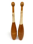 Antique Pair Wood Spalding Model 1.5 Lb. Exercise Clubs Juggling Pins Taped. Fixed Price $50.00.
