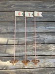 Antique Cast Metal Golf Hole Pin Markers Fiberglass Shaft Club. Fixed Price $125.00.