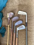 Antique Hickory Wood Shaft Display Set Golf Clubs Xmas Christmas Gift Present. Fixed Price $119.00.