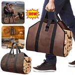 Firewood Log Carrier Bag Heavy Duty Waxed Canvas Tote Holder For Fireplace. Fixed Price $8.99.