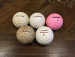 5 Vintage Spalding Golf Balls - Dot, Centennial, Rebel. Fixed Price $9.53.