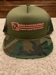 Vintage Camo Snapback Trucker Hat Burke Parsons Pressure Treated Wood Products. Fixed Price $17.99.