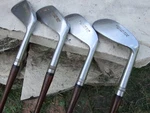 Kroydon Model 75 Golf Irons, 2, 3, 4 & 8 Fluted Hickory Power Super Shafts. Fixed Price $125.00.