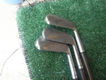 Vintage Wilson Ogg=mented Iron Set Rh 2, 4, 5 Coated Shaft Leather Grips. Fixed Price $35.00.