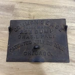 Antique Cast Iron Ash Dump Cover Chicago 1885 Chas Page Fireplace Door. Fixed Price $70.00.