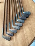 Antique Hickory Wood Shaft 9 Set Of Wm Winton Irons Golf. Fixed Price $395.00.
