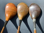 1930 Walter Hagen Persimmon Woods 1,2,SPOON, Pyratone Shafts, Original Grips. Fixed Price $75.00.