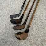 Antique Early 1900S Hickory Wood Shaft Golf Clubs 4 Piece Set. Fixed Price $150.00.