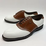 Nos Footjoy Classics Saddle Oxford Golf Shoes Men 9D White Brown Pebbled Leather. Fixed Price $499.95.